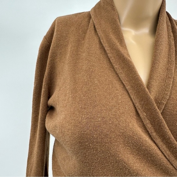 Nic + Zoe Faux Wrap Buckle Tan Knit Long Sleeve Sweater Size Small - Picture 2 of 8